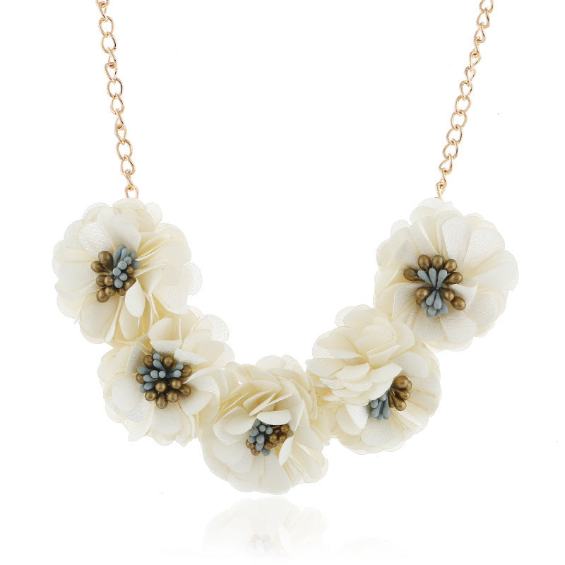 Temperament Fabric Flower Necklace Women's  Accessories