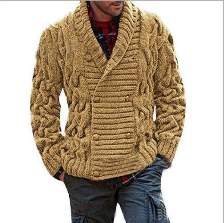 European and American men's cardigan sweater