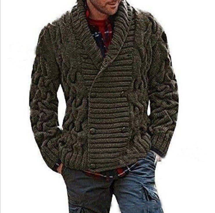 European and American men's cardigan sweater