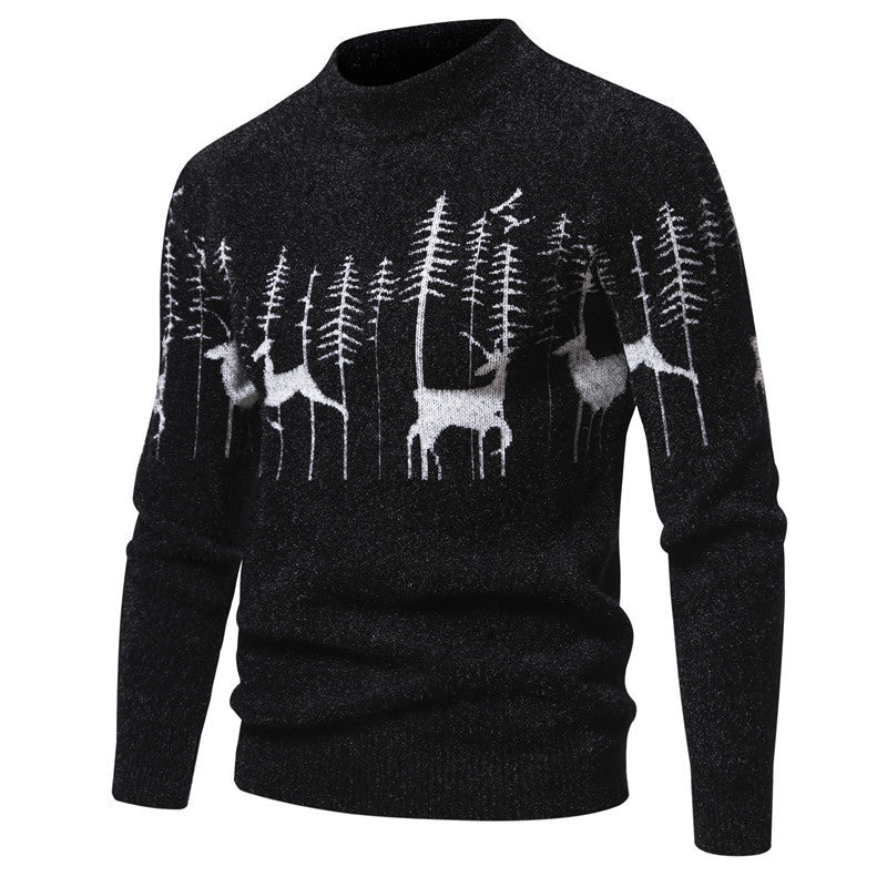 Christmas Deer Printed Sweater For Men