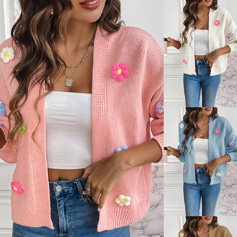 Flower Sweet Knitted Cardigan Sweater For Women