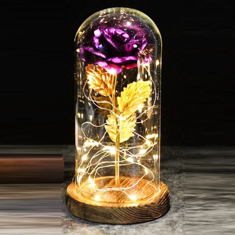 Immortal Simulation Rose Glass Cover Luminous Led Ornament