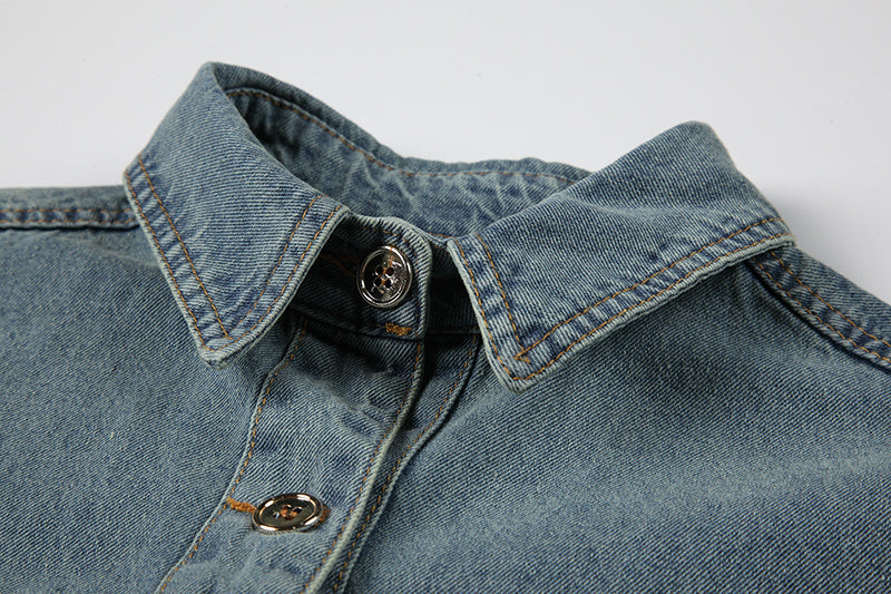 Long-sleeved Denim Shirt  For Women