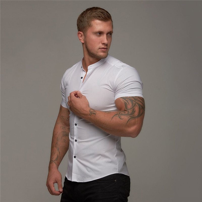 Mens Short Cool Casual Fashion Breathable Shirt