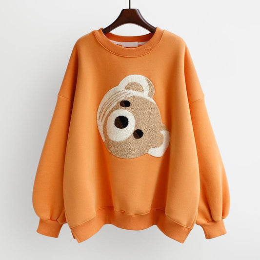 Bear head embroidery Women's cardigan