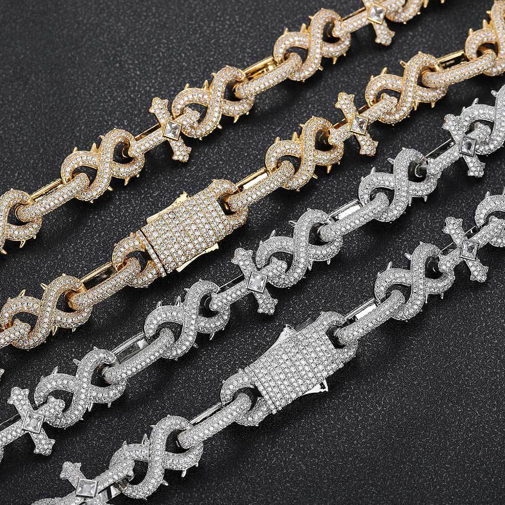 Men's Necklace 8-character Thorn Cross Cuban Link Chain