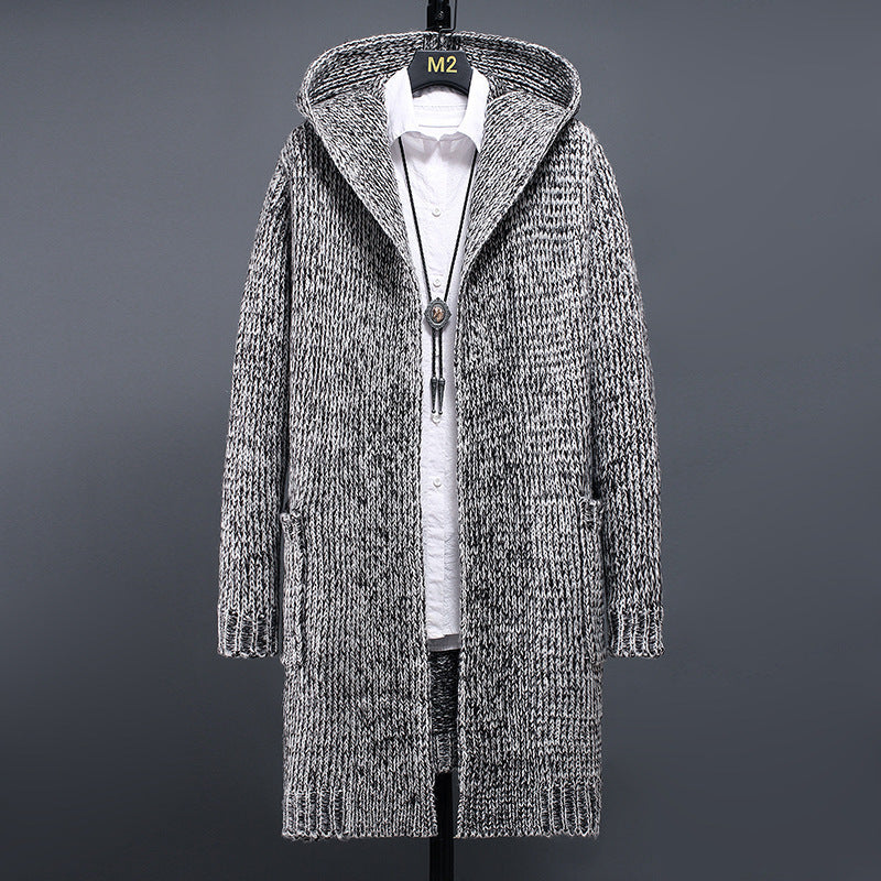 Men's Loose Knit Cardigan Hooded Casual Sweater Jacket