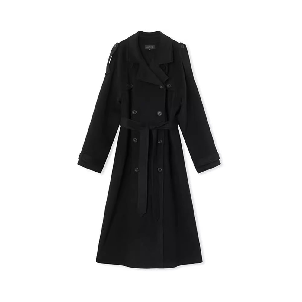 Temperament Pure Color Lapel Long-cut Coat