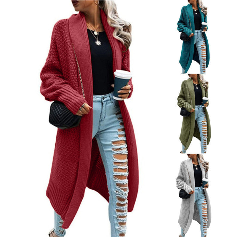 New Fashion Long Cardigan Bat Sleeve Sweater Coat Women