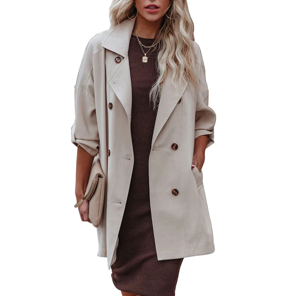 Medium Long Loose Casual Long Sleeve Trench Coat