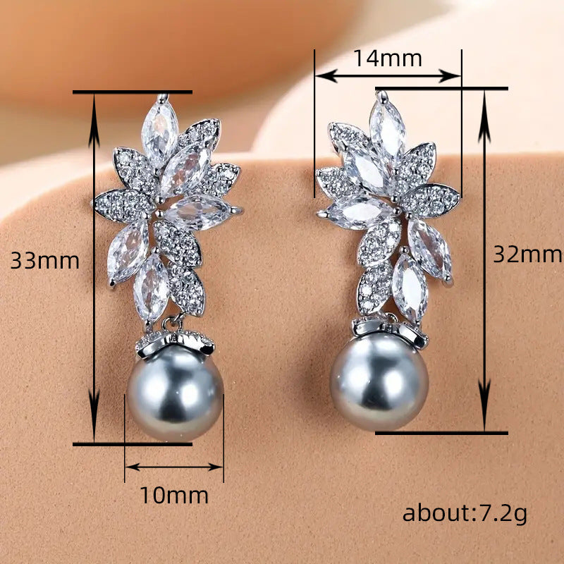 Artificial Pearl Earrings Vintage Flowers