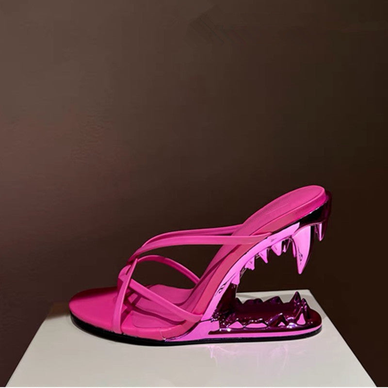 Metal High Heeled Fangs Sandals