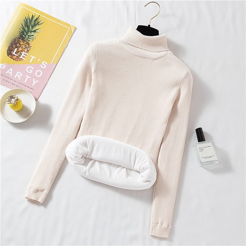 New Style Plush And Thick High Neck Sweater For Women