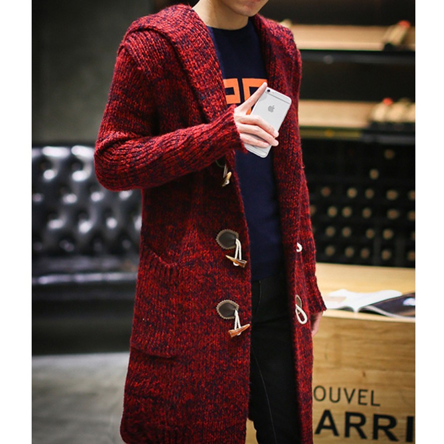 Men's Mid-length Knit Sweater Coat Cardigan