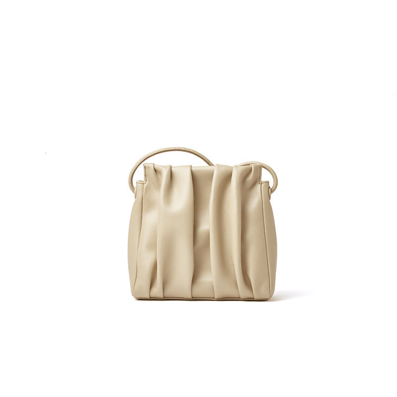 Crossbody Solid Color Pleated Cloud Bag