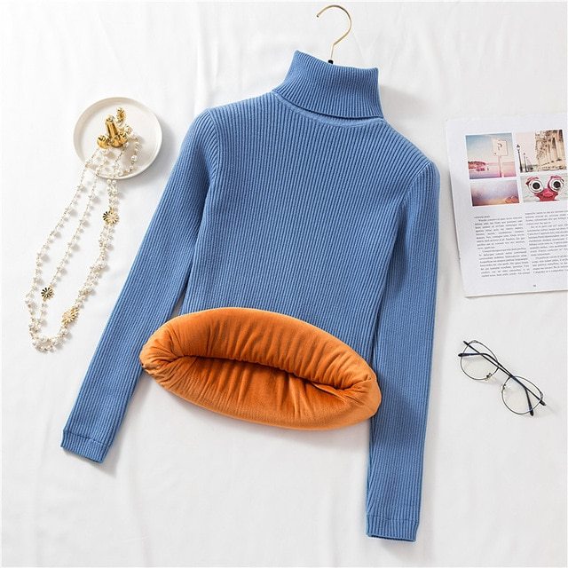 New Style Plush And Thick High Neck Sweater For Women