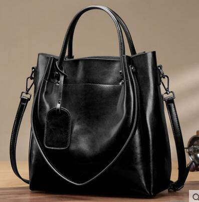 Women's Fashion Simple Portable Oil Wax Cattle Leather Bag