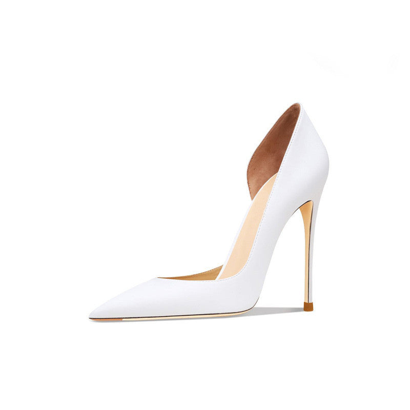 Women's Pointed Toe White Hollow-out High Heels