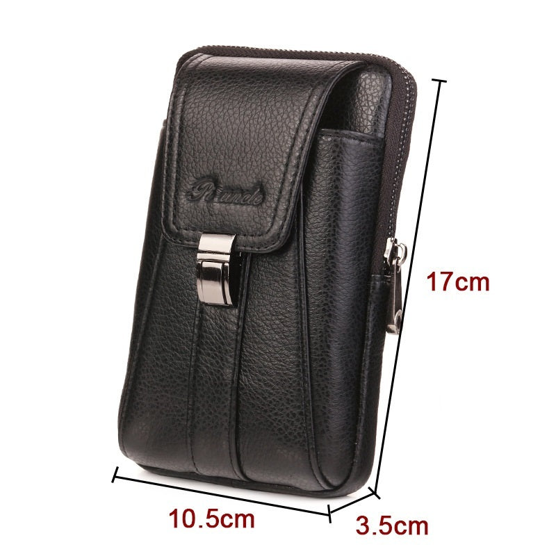 Men's Small Waist Bag Belt Mobile Phone Bag Vertical Multi-functional Mini Retro Cowhide