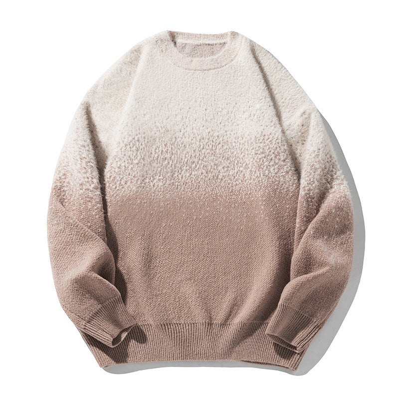 Artificial Mink Plush Gradient Design Sweater