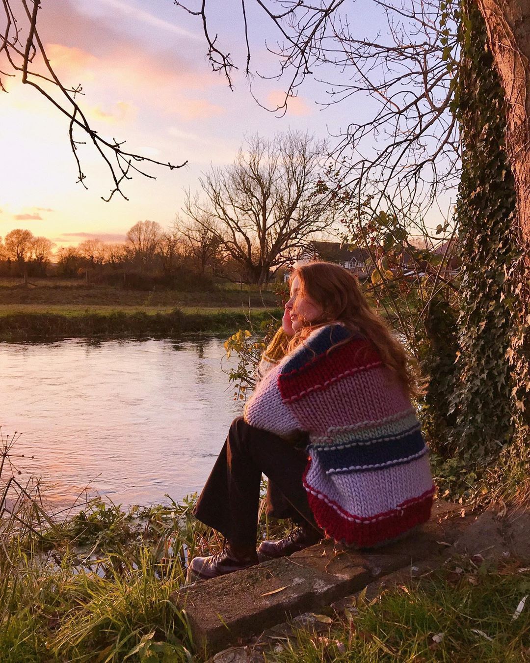 Hand-woven Rainbow Striped Contrast Color Sweater