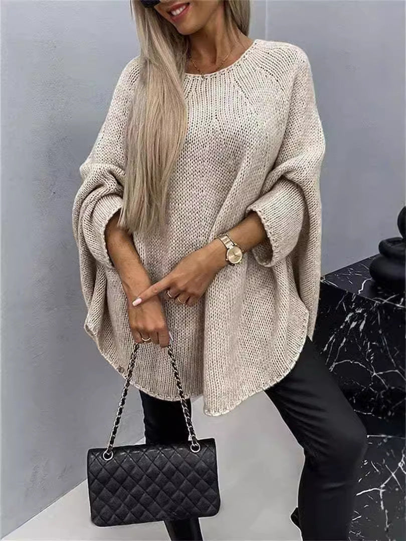 Oversized Knitted Shawl Sweater Tops For Women