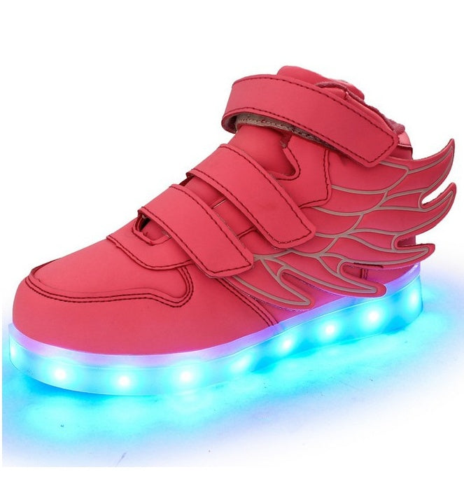 Children's led light shoes with wings and usb charging colorful luminous  Sneakers