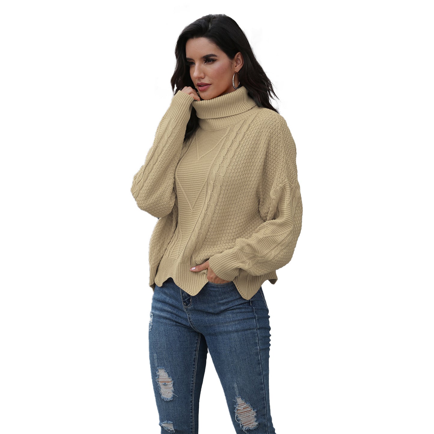 Loose solid color sweater women winter