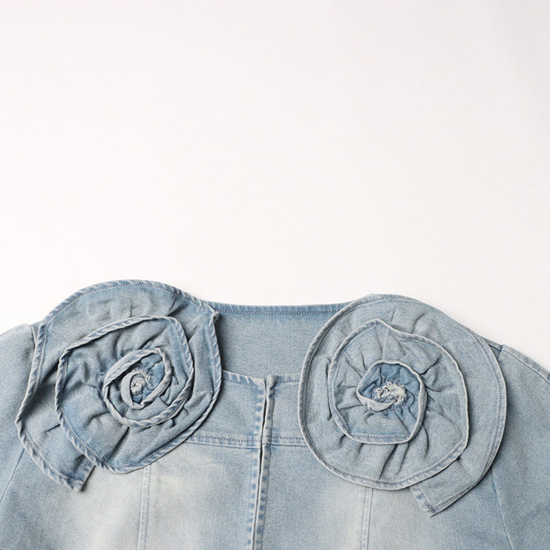 Long Sleeve Three-dimensional Decoration Denim Jacket