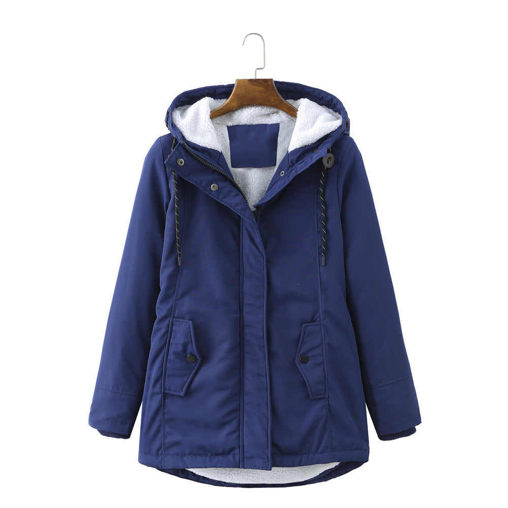 Ladies Hooded Lambswool Parka Winter Jacket