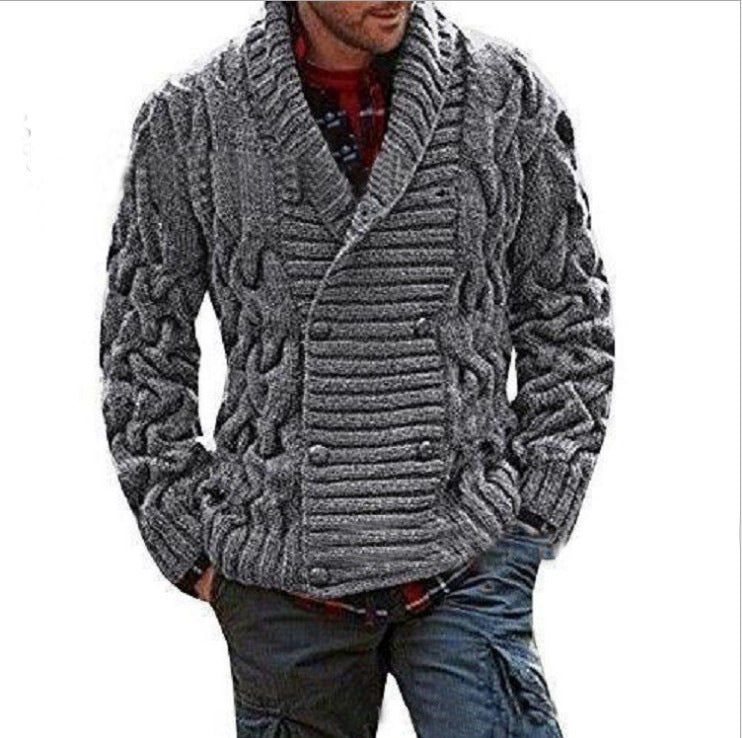 European and American men's cardigan sweater