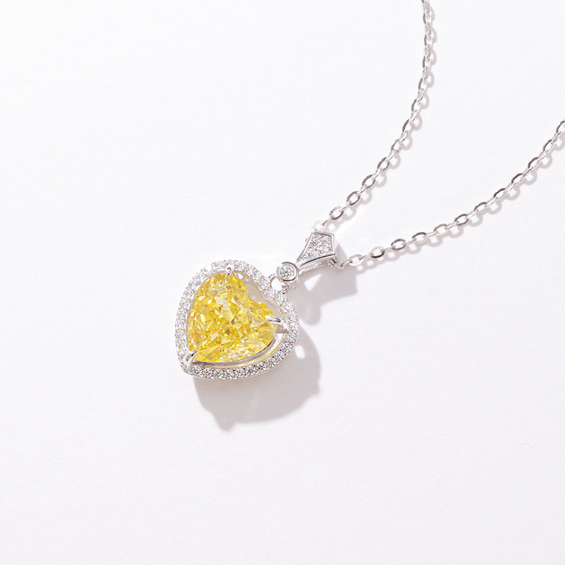 New Yellow Diamond Sterling Silver Necklace For Girls