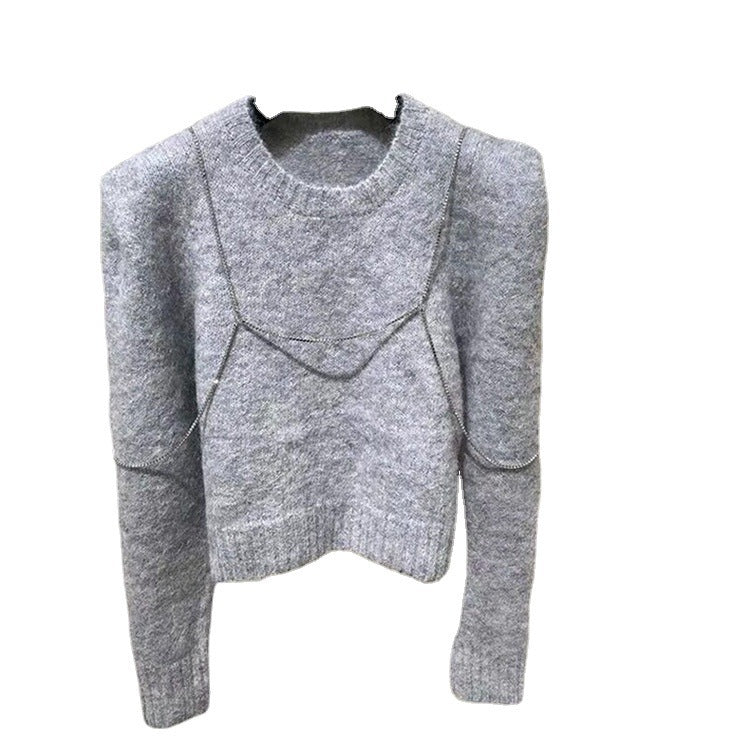 Women Round Neck Padded Sweater