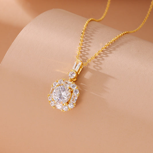 Affordable Luxury Style Geometric Round Zircon Necklace