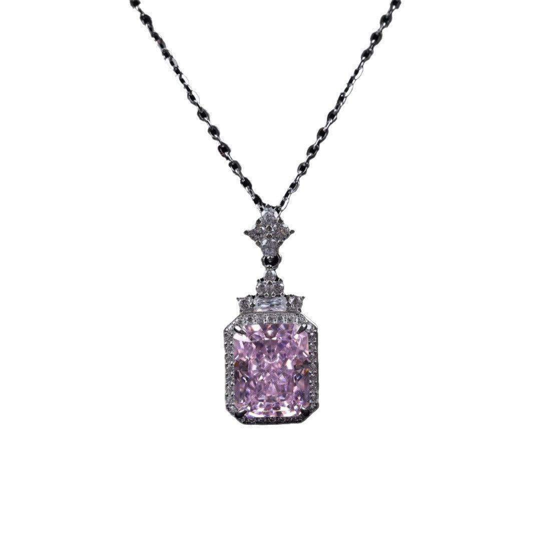 S925 Geometric Zircon Stylish Pendant High Fashion Necklace