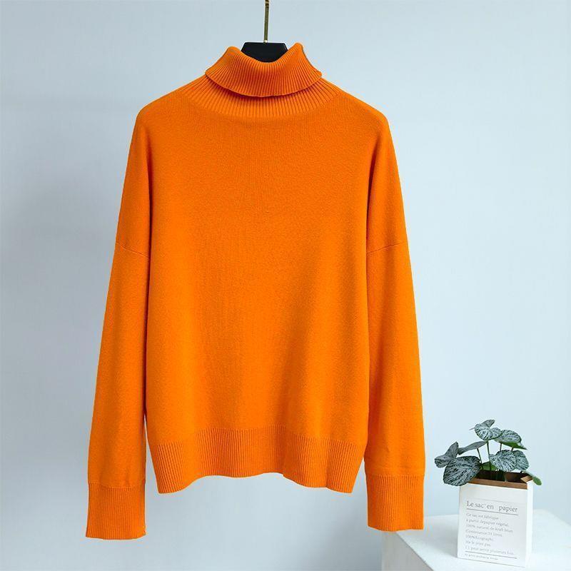 Solid Color Turtleneck Sweater