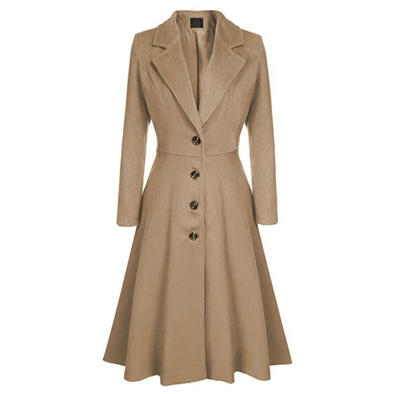 Women's long-sleeved woolen coat