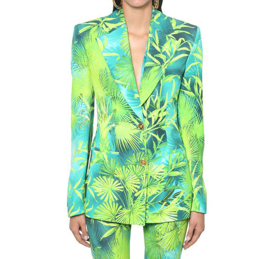 Leaf Print Casual Blazer