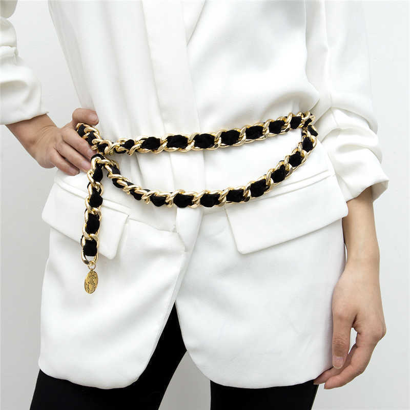 Exaggerated Flannel Alloy Waist Decoration Retro Multilayer Chain