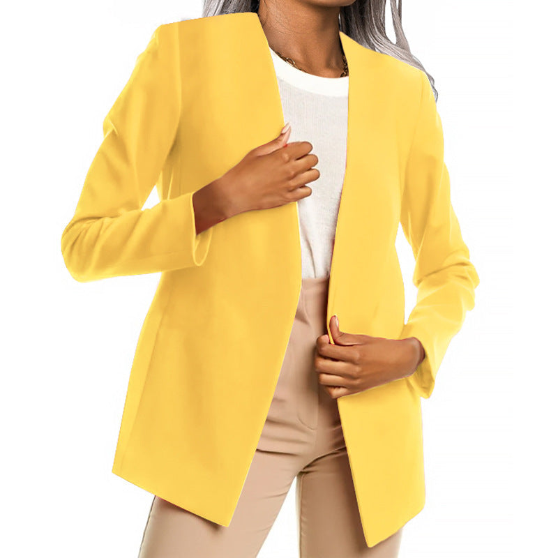 Cardigan Suit Professional Temperament Solid Color Jacket