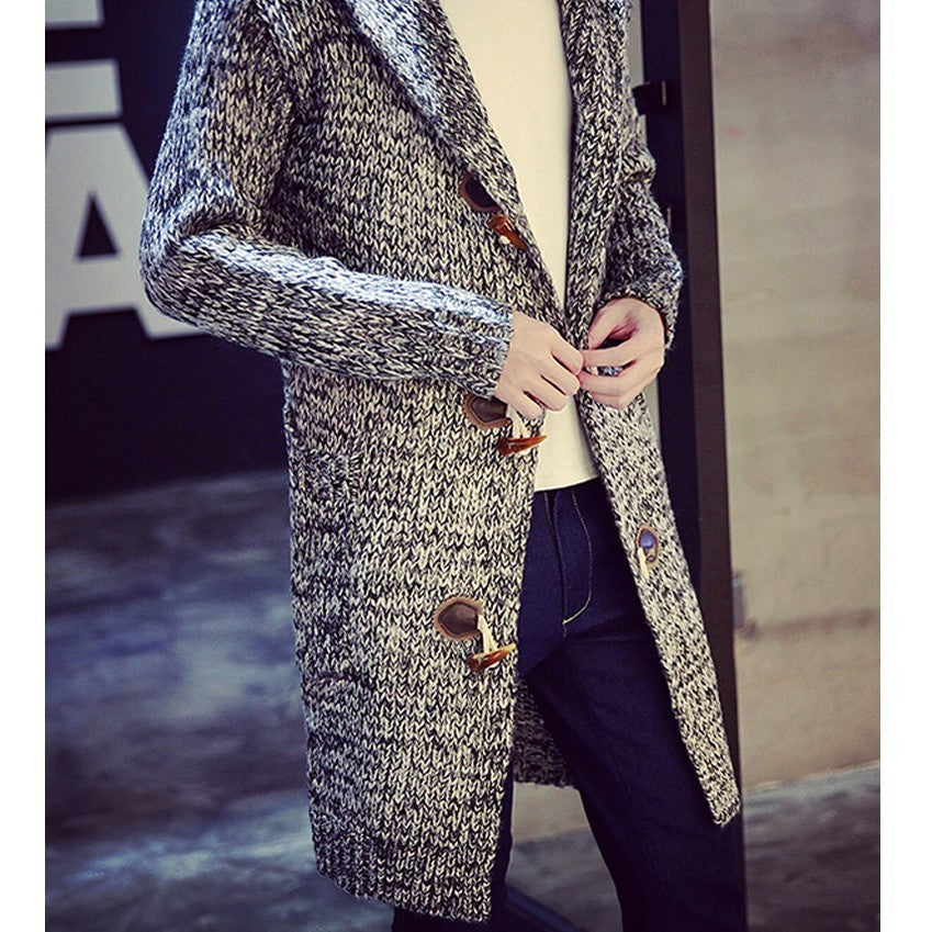 Men's Mid-length Knit Sweater Coat Cardigan