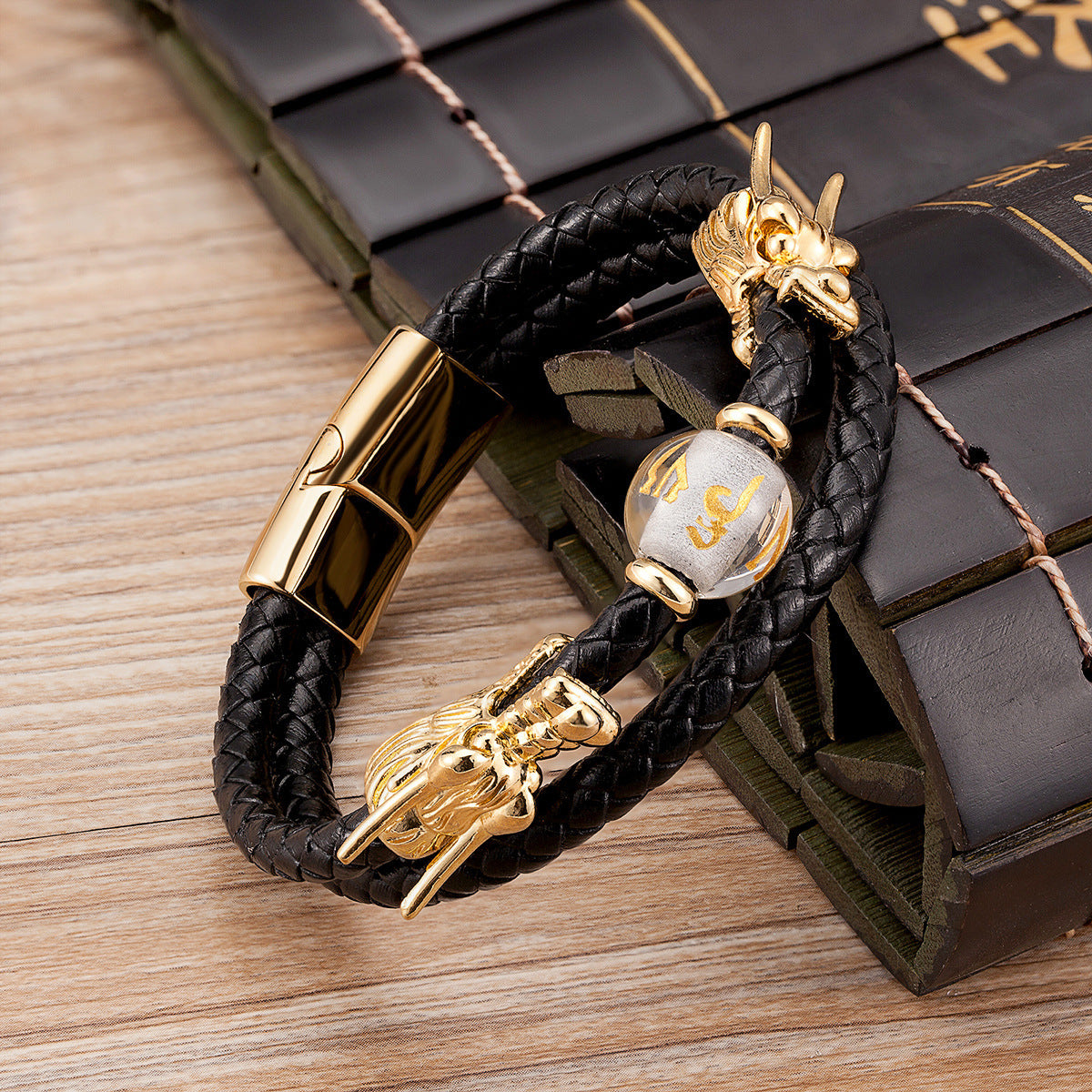 Double Layer Woven Leather String  Faucet Bracelet