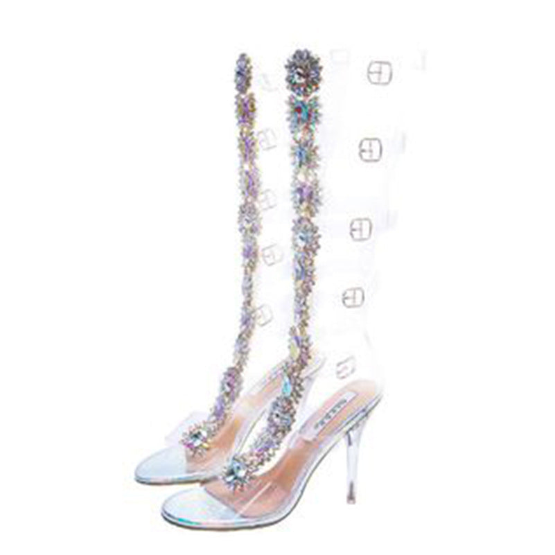 Large Rhinestone Transparent High Heel