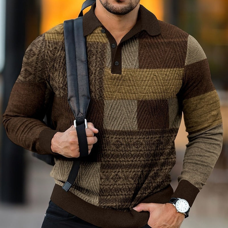 Men's  Lapel Button Casual Top