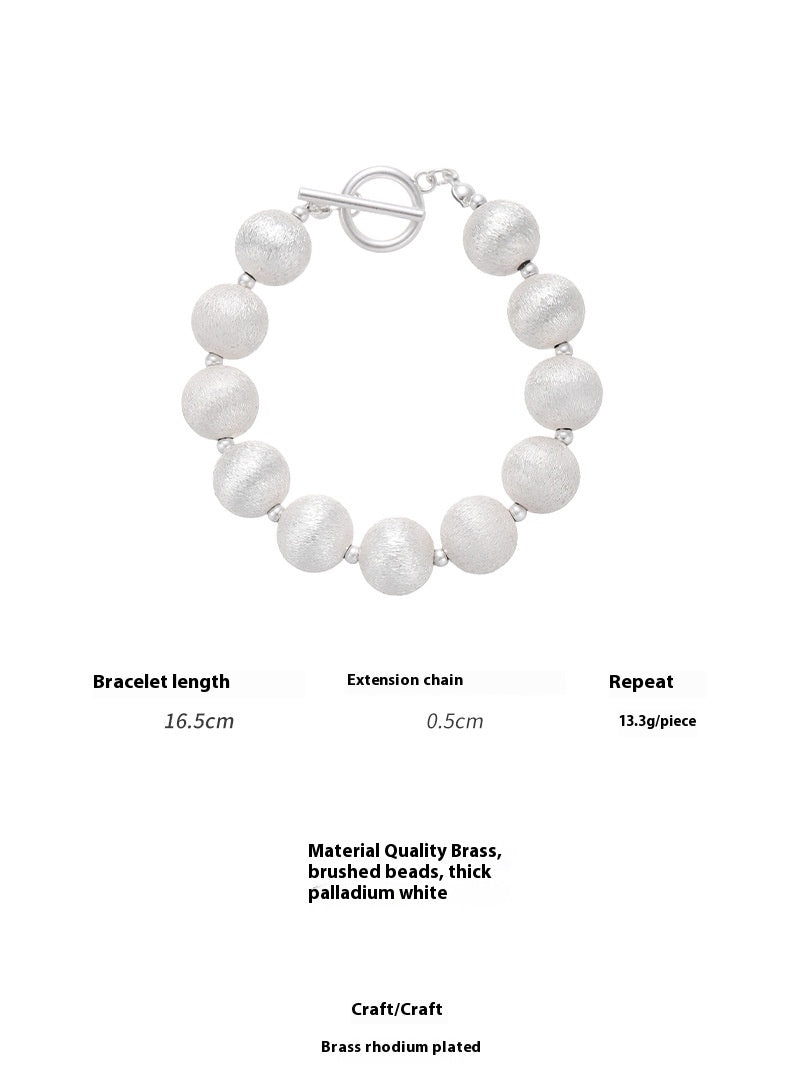 Original Design Niche Drawing Beads Fried Street Round Beads Clavicle Personality Bracelet And Necklace Set