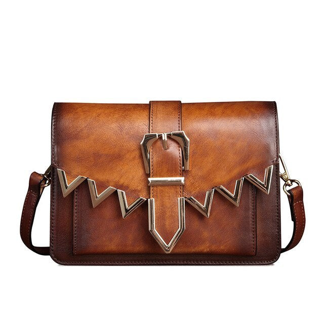 Diagonal leather retro small square bag