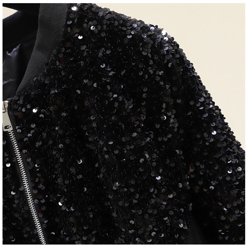 Fashionable And Simple Ladies' Waist Sequined Jacket