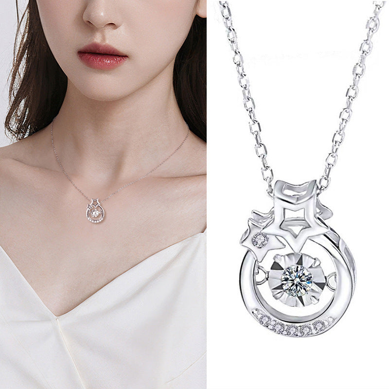 Pulsatile Heart Pendant S925 Silver Necklace Female Clavicle Chain