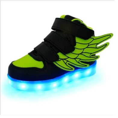 Children's led light shoes with wings and usb charging colorful luminous  Sneakers