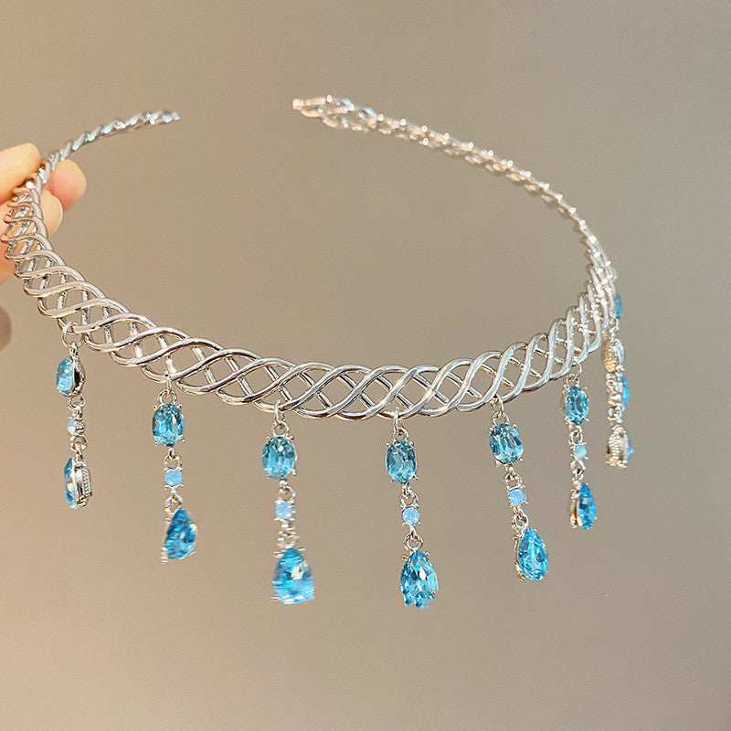 Blue Water Drop Zircon Collar Women's Necklace